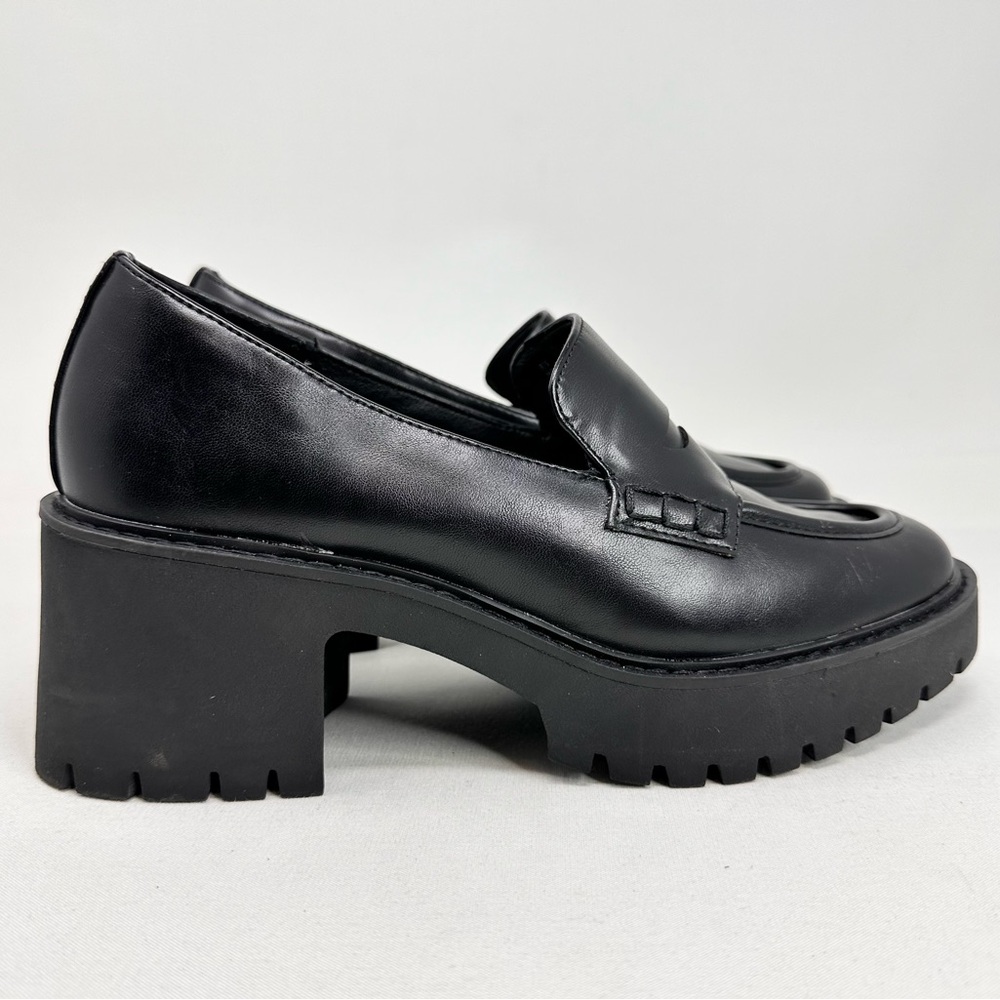Women's Black Loafer Heels - Picture 6 of 13